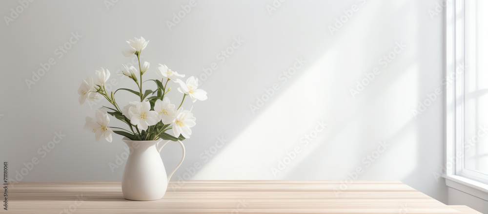 flower bouquet on wooden table with copy space ai generated flower bouquet on wooden table with copy space ai generated