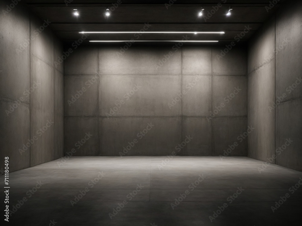 Obraz premium Abstract empty concrete interior room, exterior wall, wallpaper and background, for product ads 