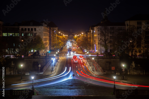 Dazzling Munich Skyline Aerial with Night Traffic Lights