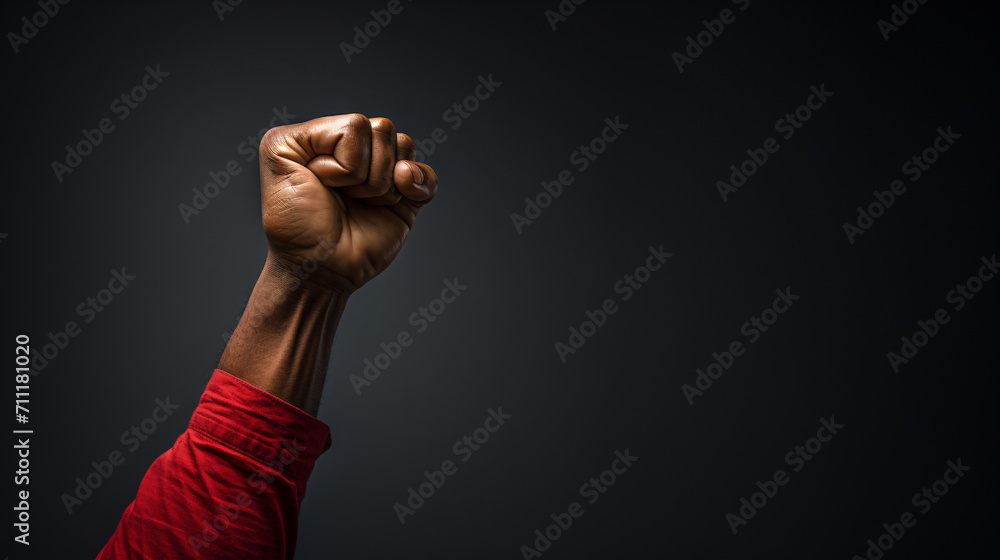 Fototapeta premium People raise and clench their fists