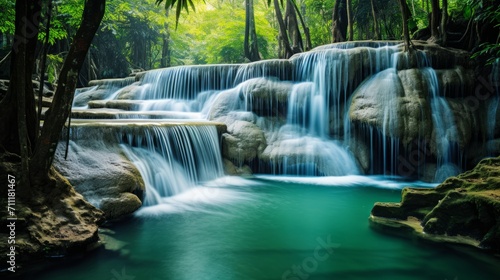 Enchanting Waterfall in Lush Tropical Forest