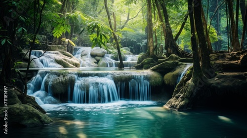 Enchanting Waterfall in Lush Tropical Forest © Pure Imagination