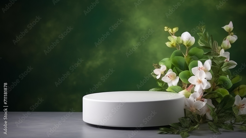 Elegant Podium Surrounded by Blossoming Flowers Elegant Podium Surrounded by Blossoming Flowers