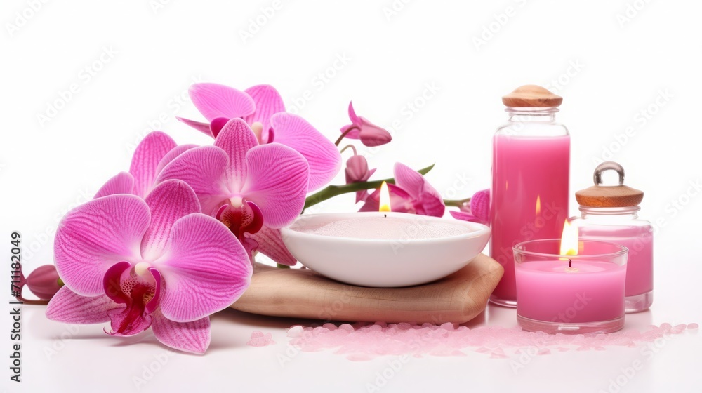 Elegant Spa Setting with Orchids and Candles