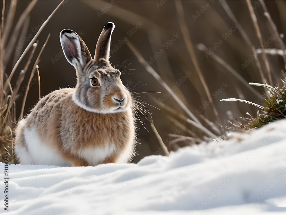 rabbit in the snow rabbit in the snow