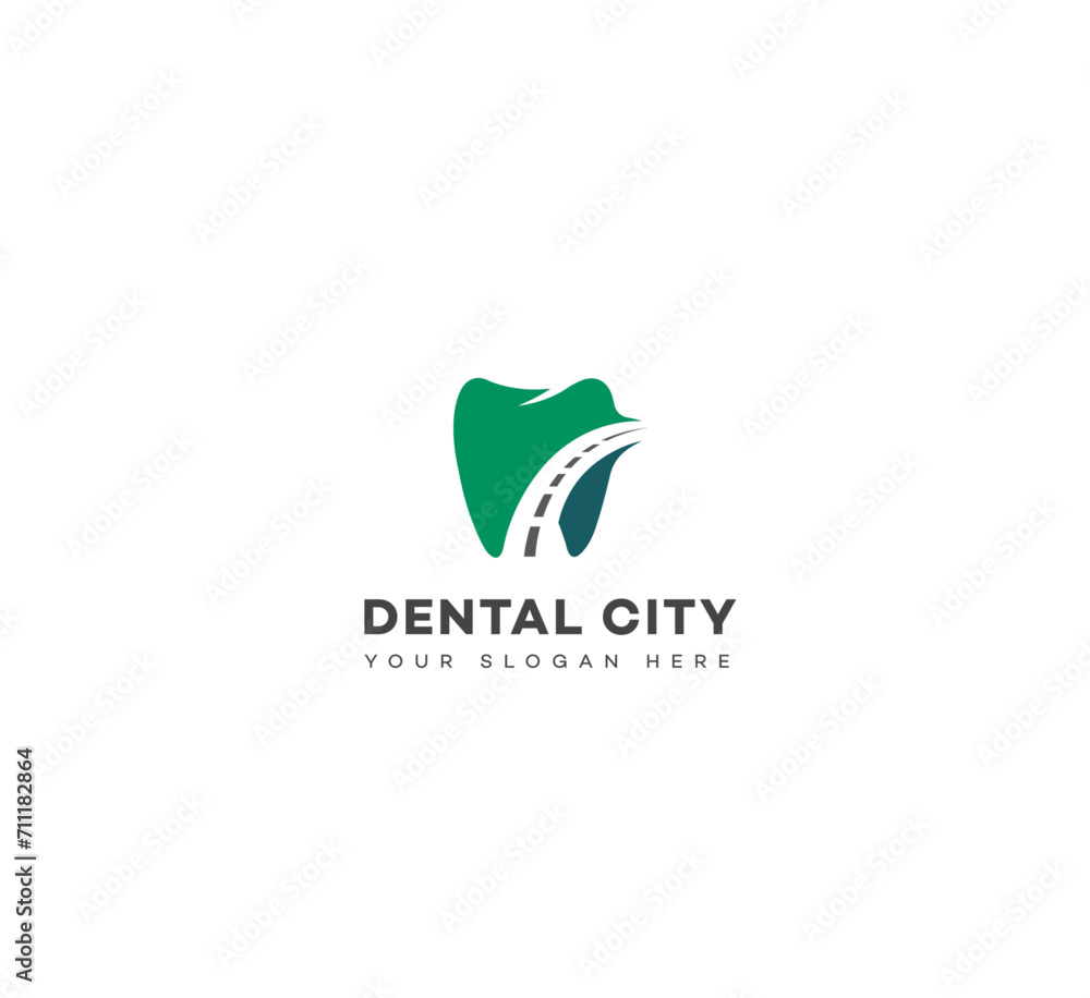 Fototapeta premium Creative Road Dental city logo Vector Design.
