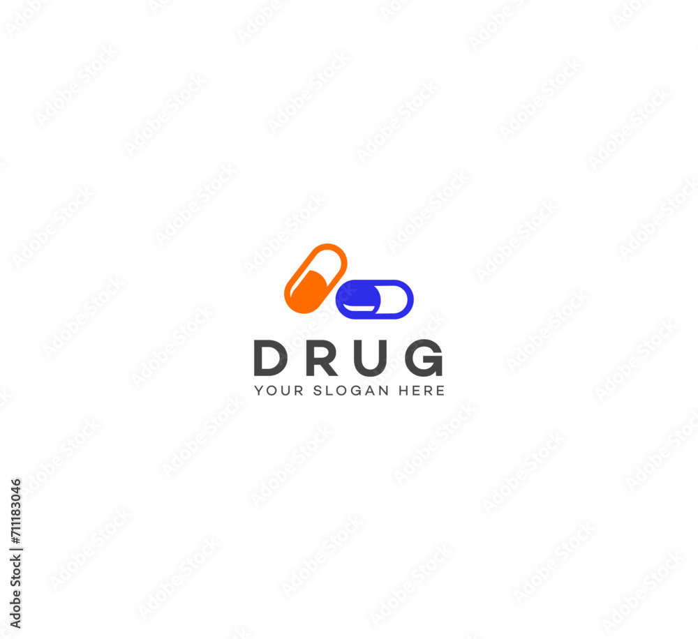 Fototapeta premium Drug, Pill, Capsule logo design template. Vector medical tablet logotype pharmacy logo design.