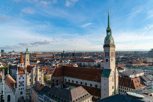 Aerial : Munich Old Town & Marienplatz, Bustling Tourist Spot