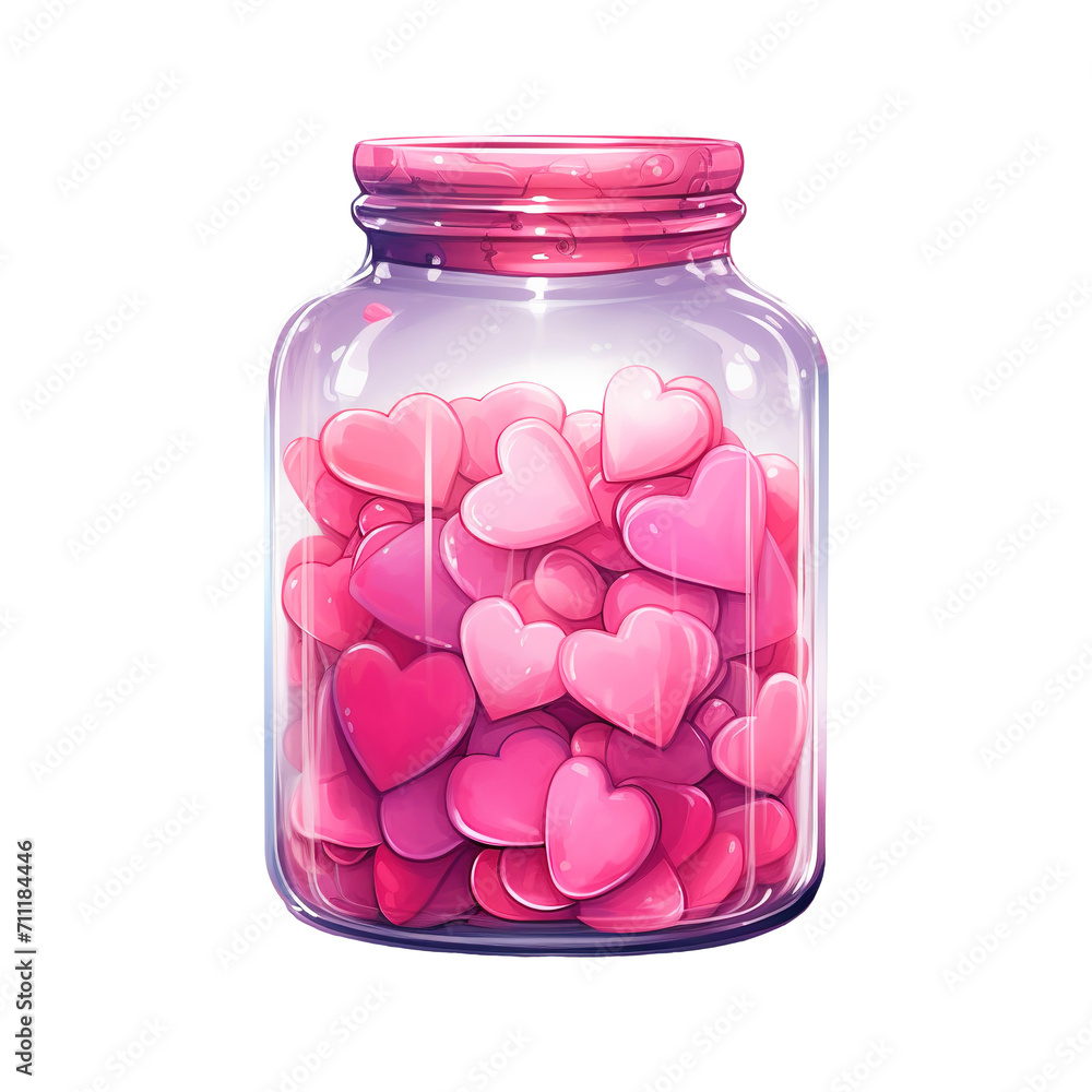 Jar Full of Pink Hearts. AI Generated Image Jar Full of Pink Hearts. AI Generated Image