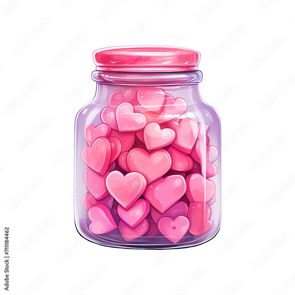 Jar Full of Pink Hearts. AI Generated Image Jar Full of Pink Hearts. AI Generated Image