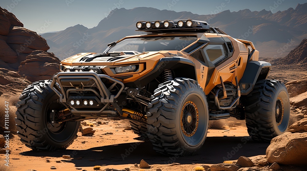 An all-terrain vehicle for driving in the desert An all-terrain vehicle for driving in the desert