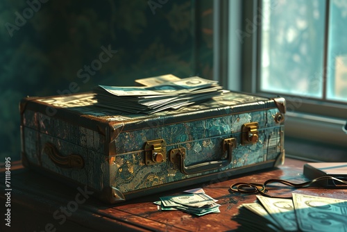a suitcase with money