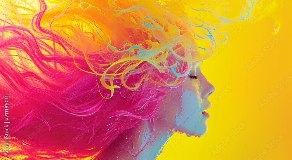 Abstract portrait of a woman on colorful background