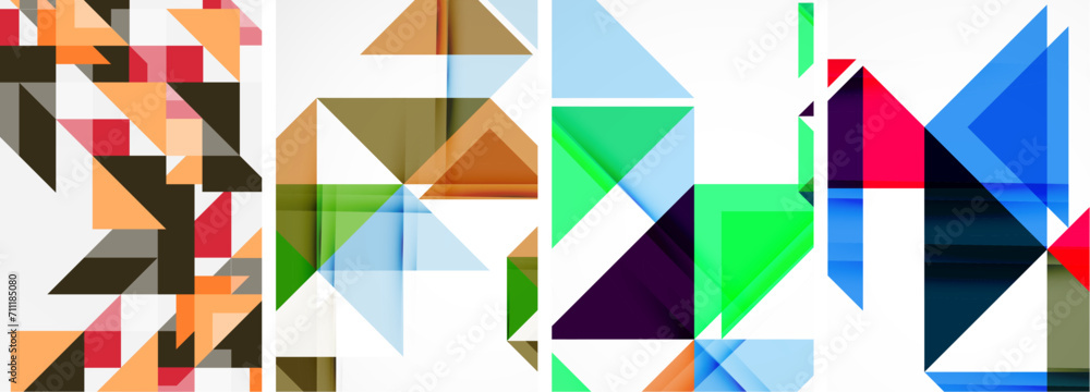 Set of abstract random triangle composition backgrounds. Vector illustration for for wallpaper, business card, cover, poster, banner, brochure, header, website Set of abstract random triangle composition backgrounds. Vector illustration for for wallpaper, business card, cover, poster, banner, brochure, header, website