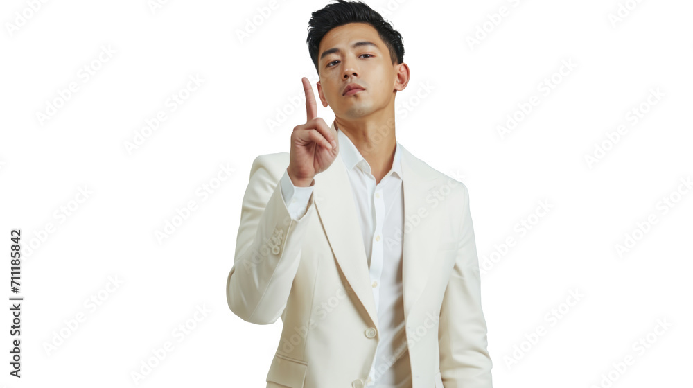 Smart businessman standing with confidence isolated on background.