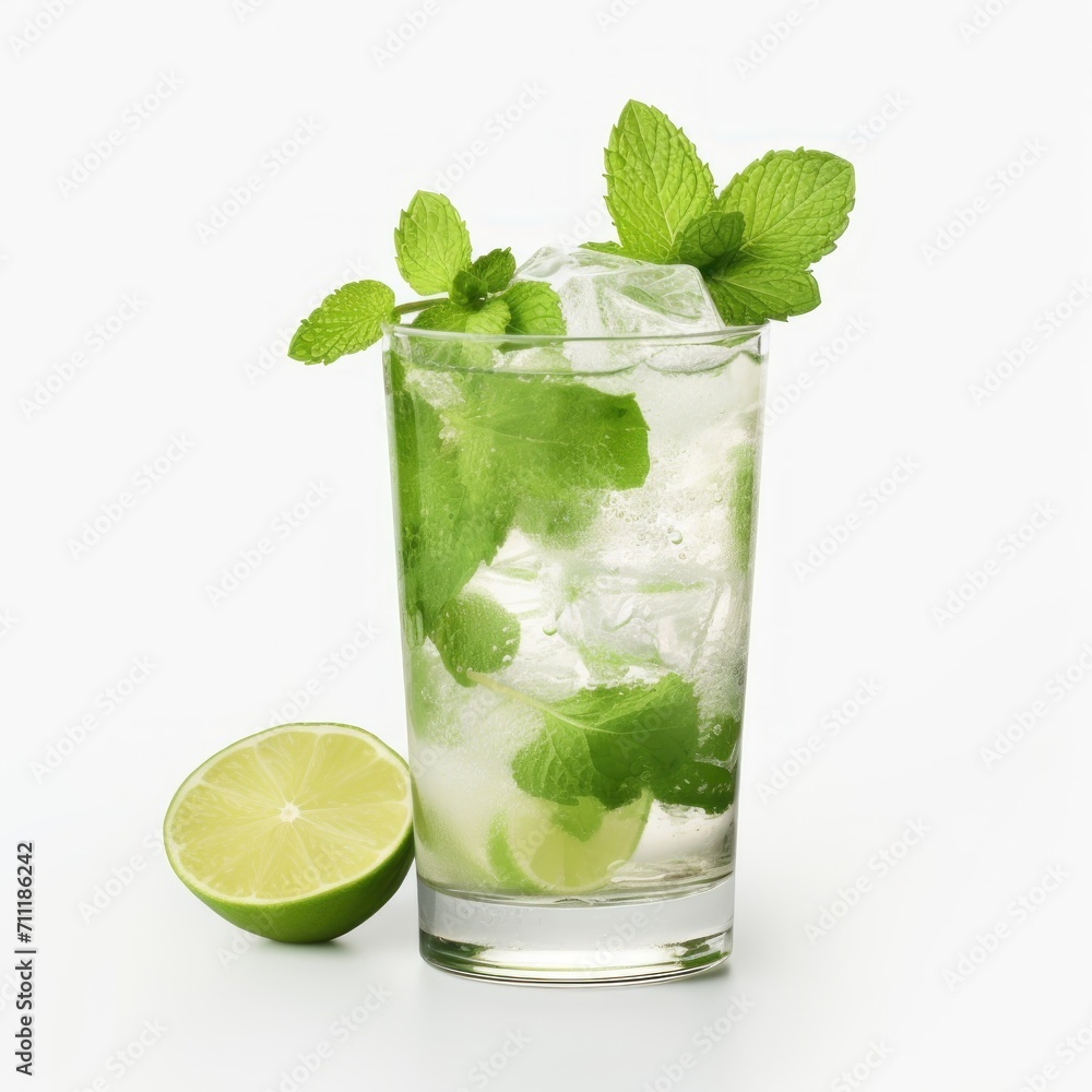 Refreshing Glass of Mojito With Lime and Mint for a Summery Delight Refreshing Glass of Mojito With Lime and Mint for a Summery Delight