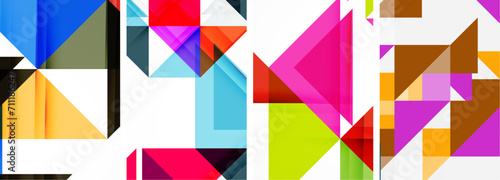 Set of abstract random triangle composition backgrounds. Vector illustration for for wallpaper, business card, cover, poster, banner, brochure, header, website