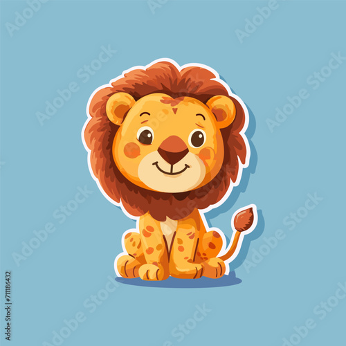 Cute baby lion sticker vector illustration