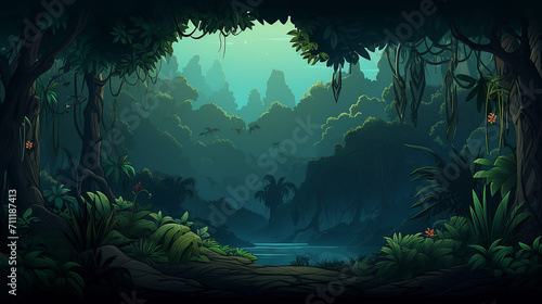 a high quality horizontal seamless background of landscape forest