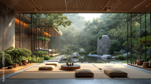 木のぬくもりのある茶室の風景 photo