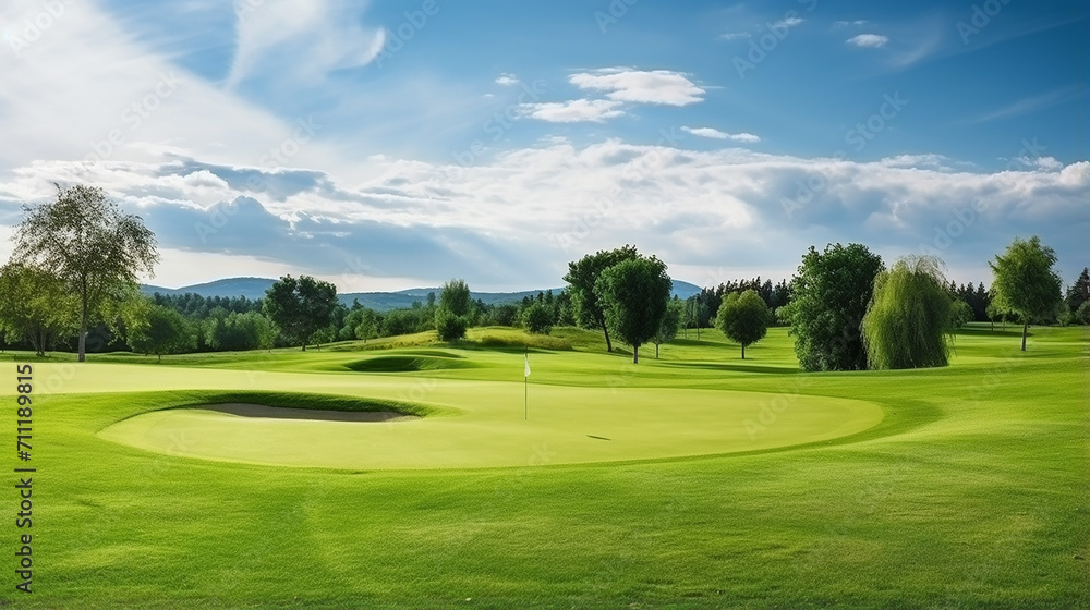 golf course with beautiful green field. golf course with a rich green turf beautiful scenery. golf course with beautiful green field. golf course with a rich green turf beautiful scenery.
