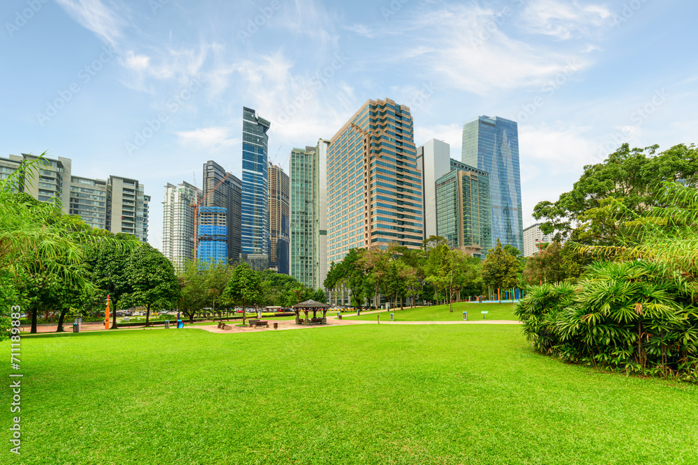 Amazing view of a green city park in Kuala Lumpur