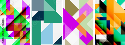 Set of abstract random triangle composition backgrounds. Vector illustration for for wallpaper, business card, cover, poster, banner, brochure, header, website