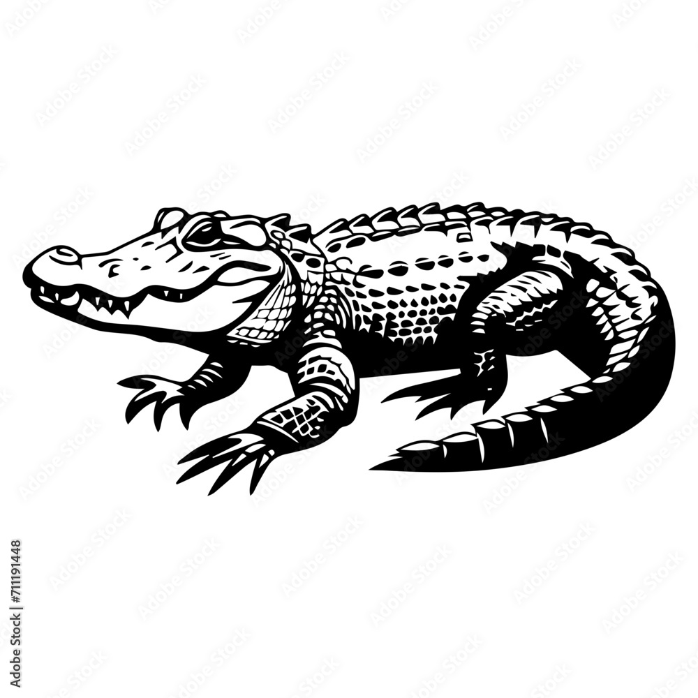 Naklejka premium crocodile black silhouette logo svg vector, alligator icon, Alligator Illustration