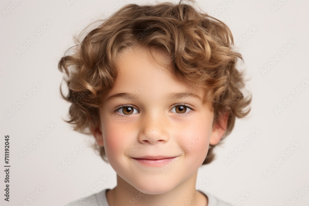 Portrait of a cute little boy with blond curly hair, studio shot Portrait of a cute little boy with blond curly hair, studio shot