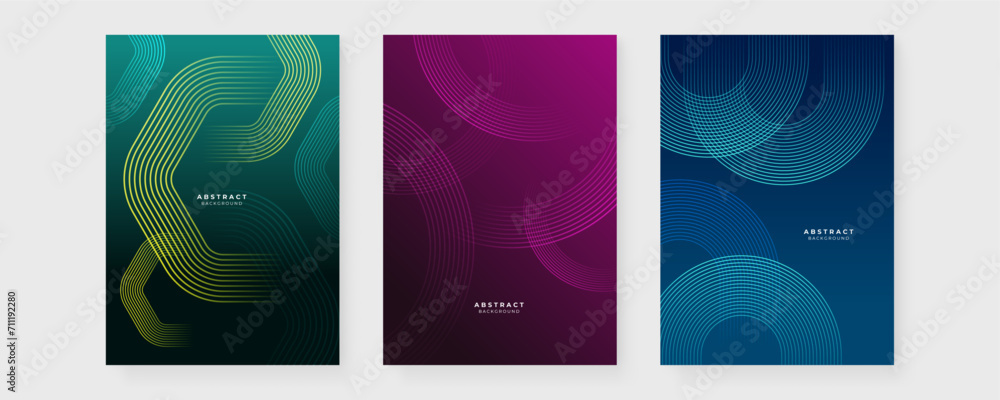 Colorful colourful vector abstract futuristic modern neon poster with shape line. Modern cover template for annual report, flyer, brochure, presentation, poster, and catalog - obrazy, fototapety, plakaty 