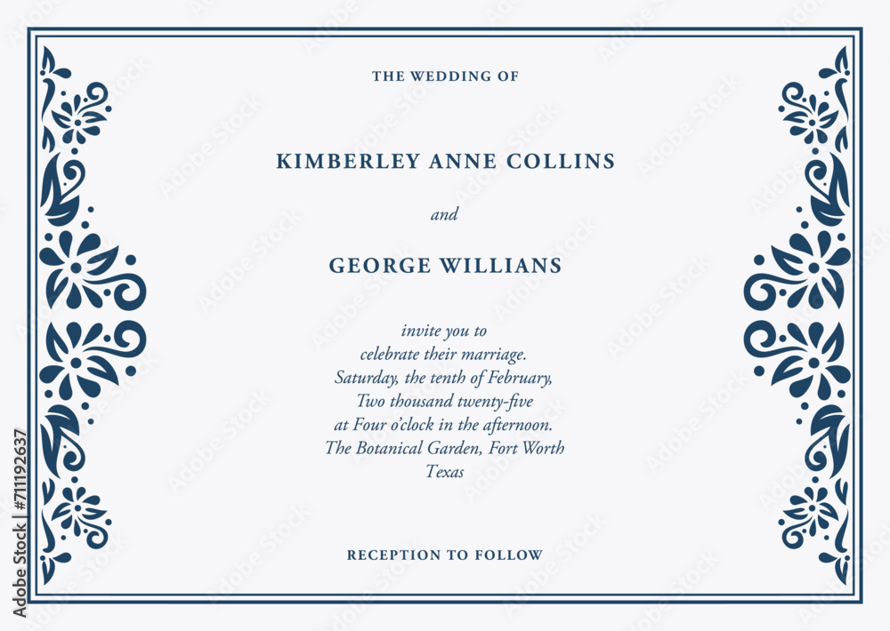 Fototapeta premium Elegant Floral Wedding Invitation