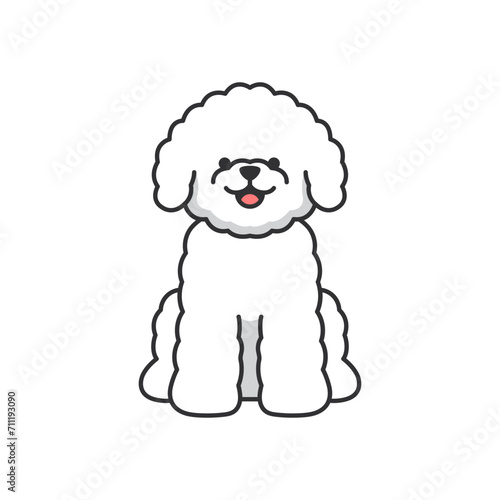 bichon dog icon. Cute cartoon doodle character.
