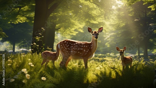 Tranquil Scene of Majestic Deer Grazing in a Serene Meadow - AI-Generative © Being Imaginative