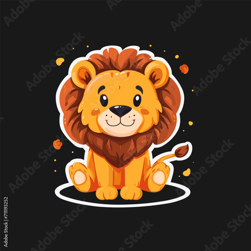 Cute baby lion sticker vector illustration