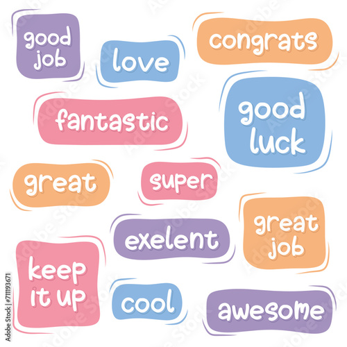  Set of motivation stickers label vector ilustration