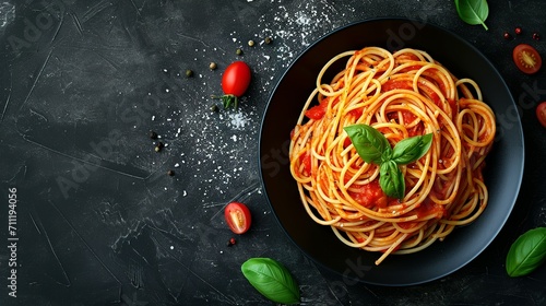 Wallpaper Mural Dark plate with italian spaghetti on dark Torontodigital.ca