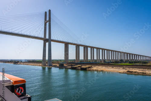 Quadro su tela Bridge crossing the Suez Canal in Egypt