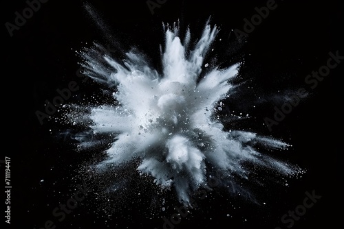 Flourish of fantasy. Captivating image capturing explosion of white powder on black background festive burst of creativity and motion perfect for abstract and celebration collections