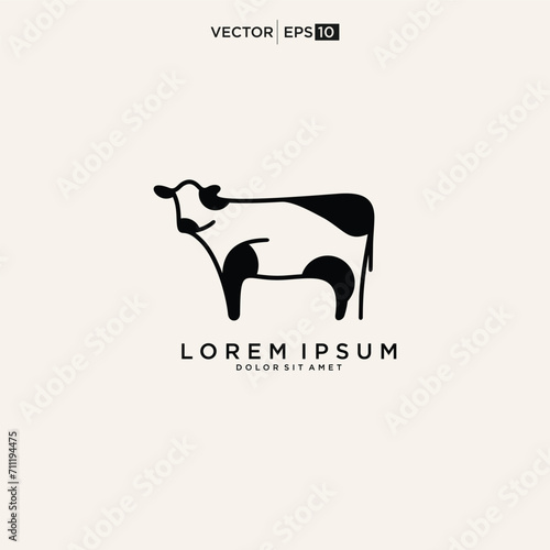 cow logo design, cow head, cow face, line art, monoline