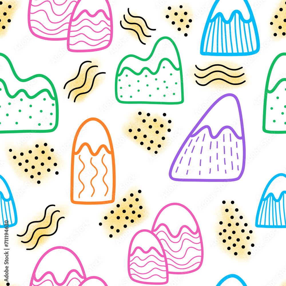 mountain doodle hand draw digital art seamless pattern