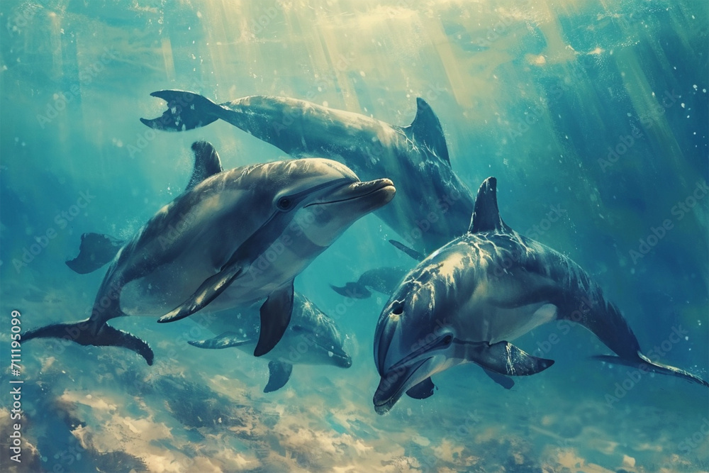dolphins in the water