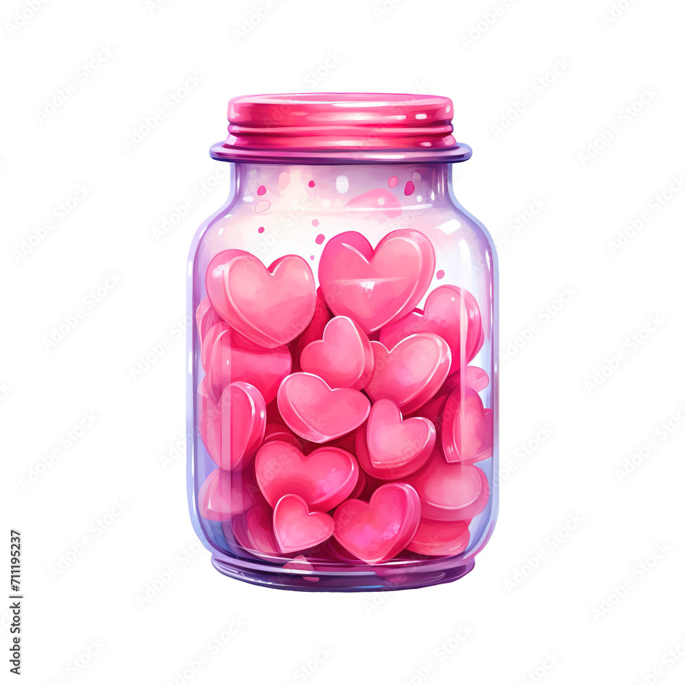 Jar Full of Pink Hearts. AI Generated Image Jar Full of Pink Hearts. AI Generated Image
