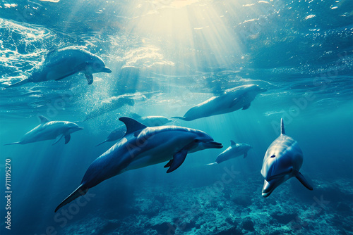 dolphins in the water © Sanidaa