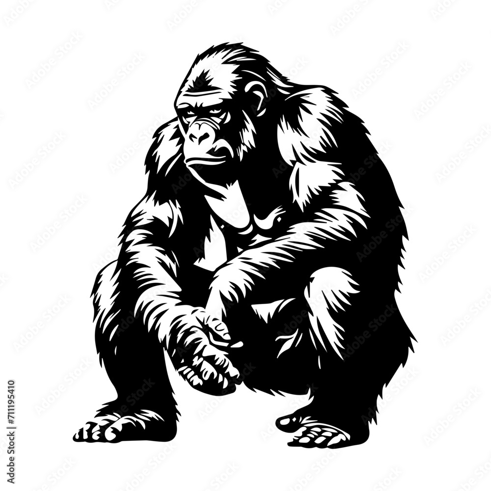 Ape black silhouette logo svg vector, chimp icon, Ape Illustration Ape black silhouette logo svg vector, chimp icon, Ape Illustration