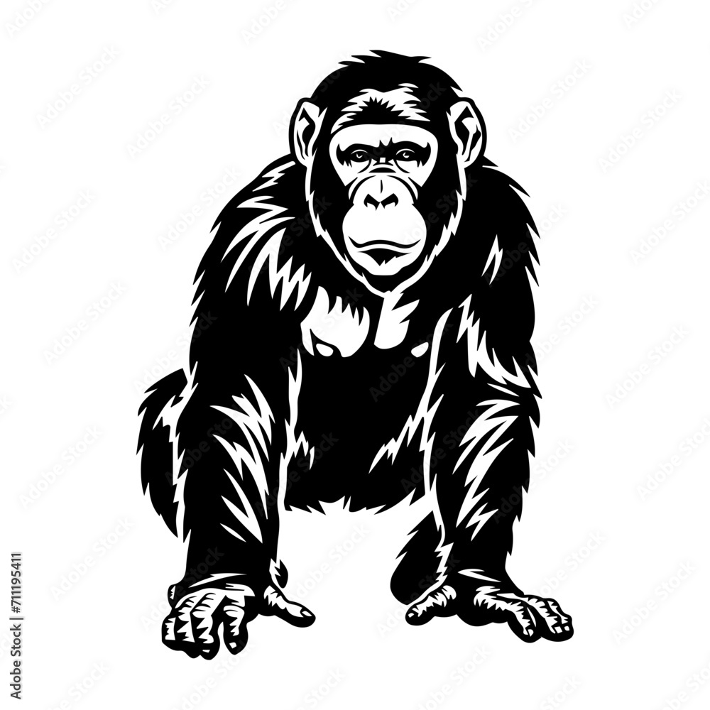 Ape black silhouette logo svg vector, chimp icon, Ape Illustration
