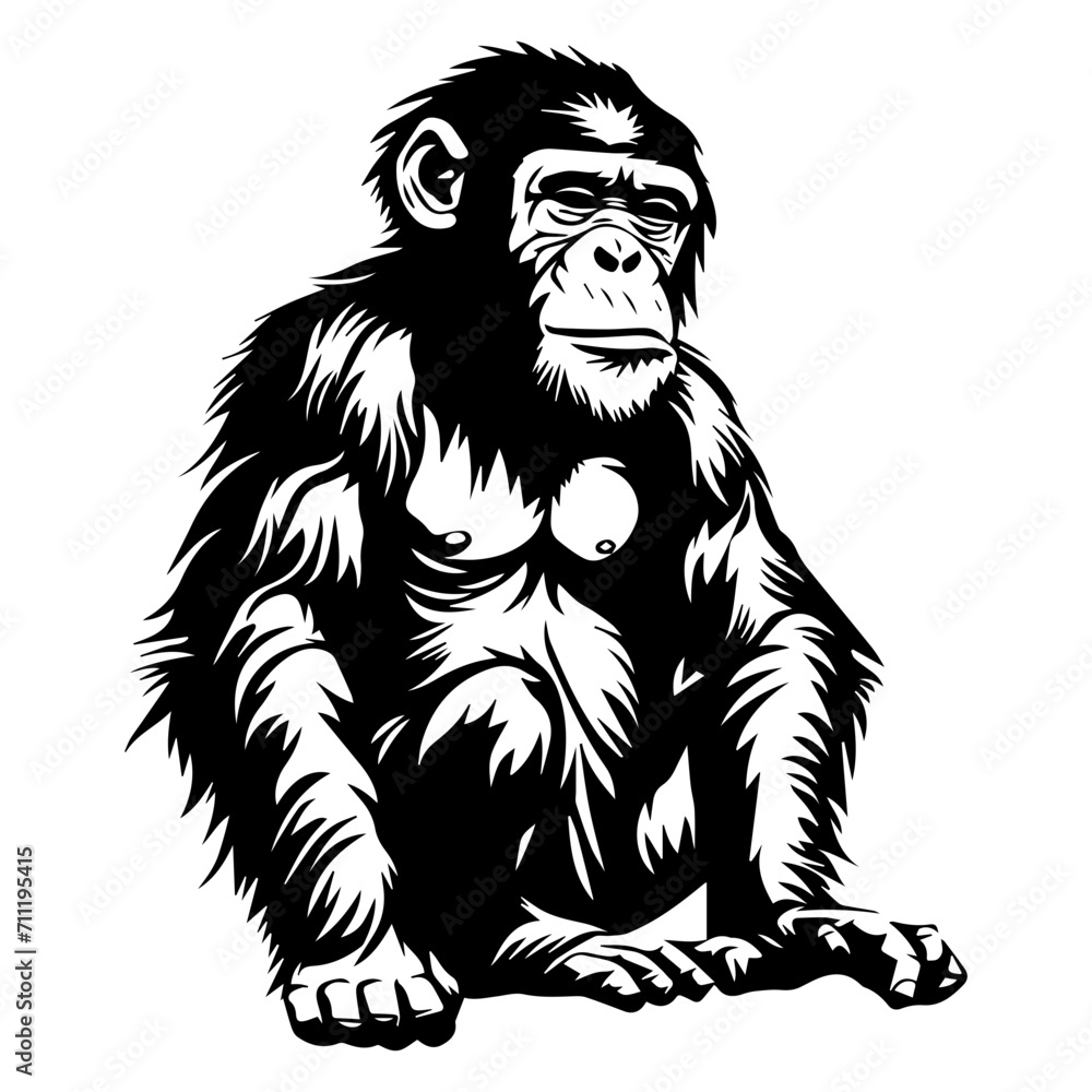 Ape black silhouette logo svg vector, chimp icon, Ape Illustration Ape black silhouette logo svg vector, chimp icon, Ape Illustration