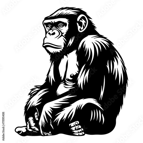 Ape black silhouette logo svg vector, chimp icon, Ape Illustration