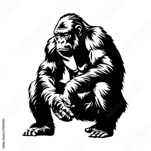 Ape black silhouette logo svg vector, chimp icon, Ape Illustration