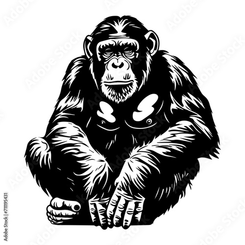 Ape black silhouette logo svg vector, chimp icon, Ape Illustration