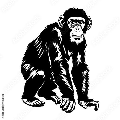 Ape black silhouette logo svg vector, chimp icon, Ape Illustration